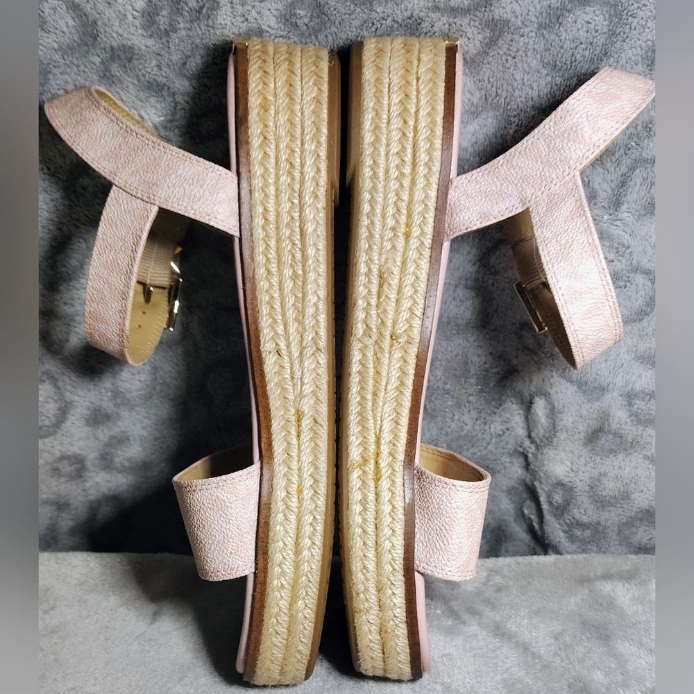 Michael Kors Powder Blush MK Logo Espadrille Platform Sandal Size 8 Womens NWOT - Picture 5 of 10
